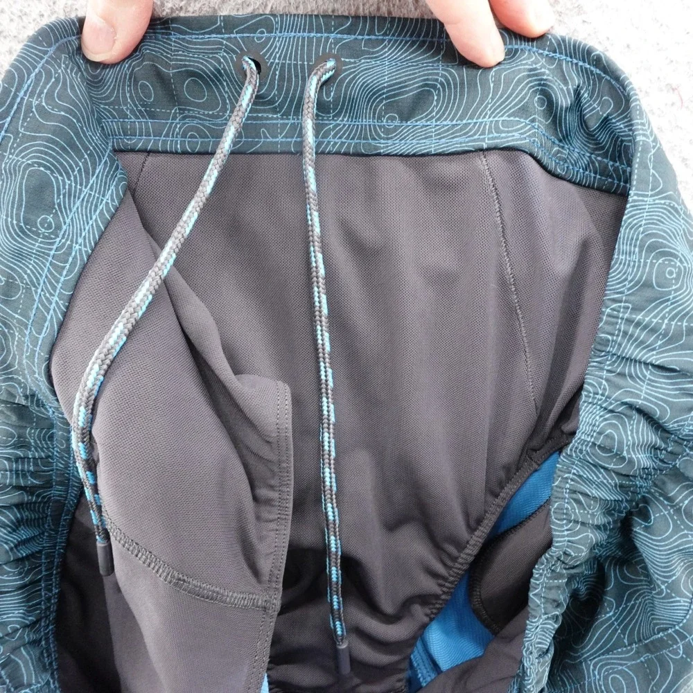 Mack Weldon Mens XXL Topographic Print Swim Trunks Blue Teal Hybrid 6